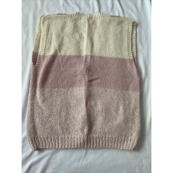 Vintage IH Collectibles Womens Pink & Cream Striped Knit Vest - Picture 2 of 11